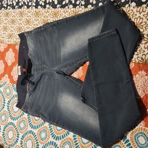 New denim jeggings, with a "worn" look